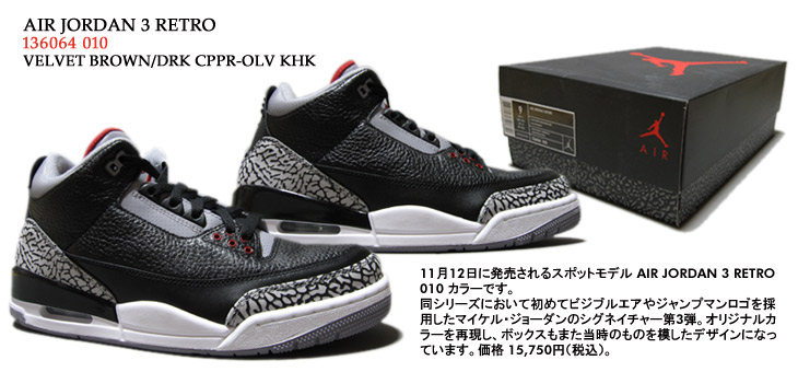 AIR JORDAN 3 RETRO　010 カラー