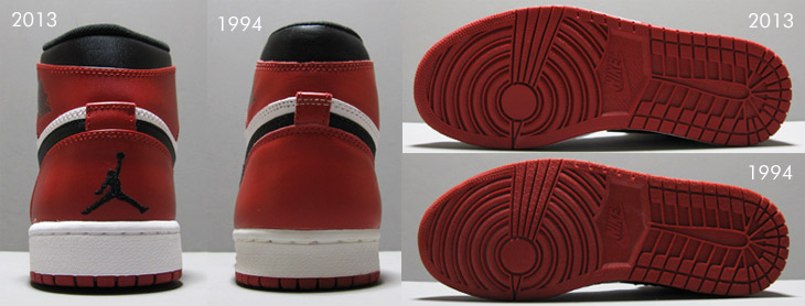 AIR JORDAN 1 -Ver. 2013　Ver.1994 比較