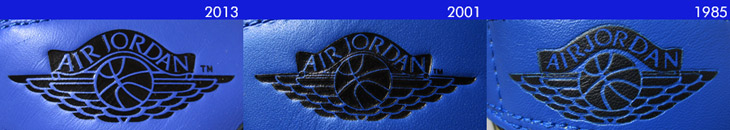 AIR JORDAN 1 黒/青 -Ver. 2013　Ver.2001 　Ver.1985 比較