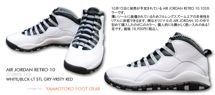 AIR JORDAN RETRO 10　103 カラー