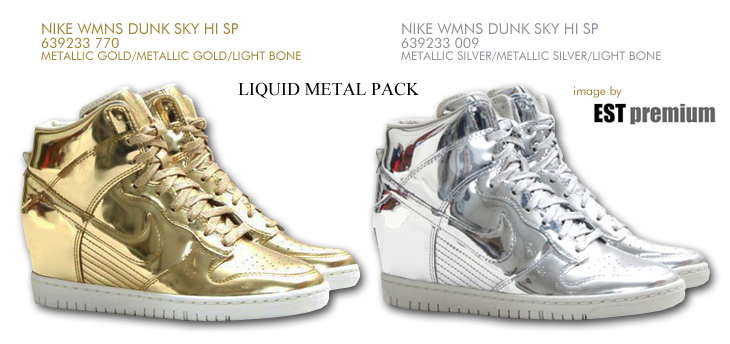 NIKE WMNS DUNK SKY HI SP / 639233-770 639233-009 LIQUID METAL PACK