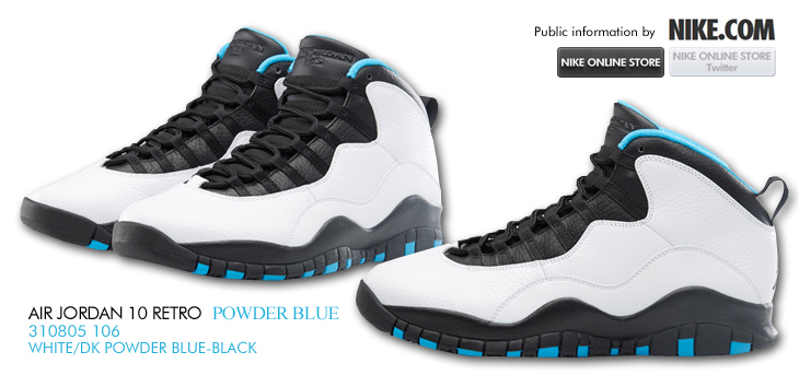 AIR JORDAN 10 RETRO（310805-106）POWDER BLUE