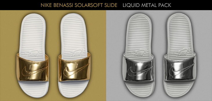 NIKE BENASSI SOLARSOFT SLIDE / LIQUID METAL PACK