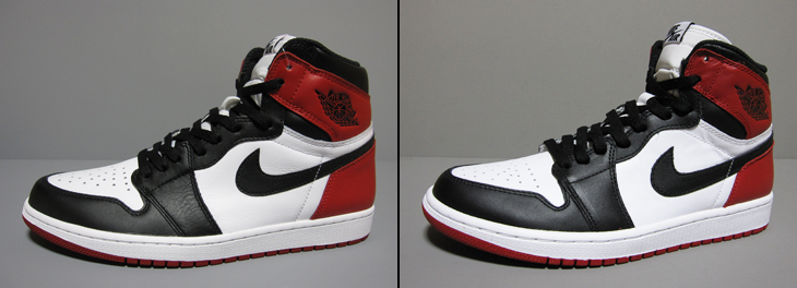 AIR JORDAN 1 RETRO HIGH OG "BLACK TOE" (つま黒) 比較画像!