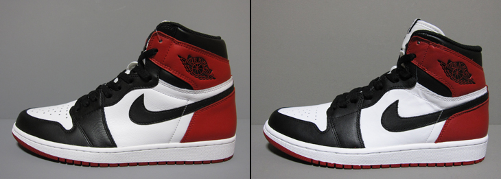 AIR JORDAN 1 RETRO HIGH OG "BLACK TOE" (つま黒) 比較画像!