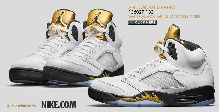 AIR JORDAN 5 RETRO | 136027-133 | WHITE/METALLIC GOLD