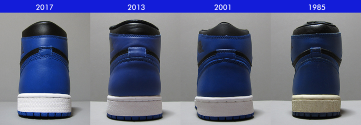 AIR JORDAN 1 ROYAL 比較｜Ver. 2017｜Ver. 2013｜Ver.2001｜Ver.1985